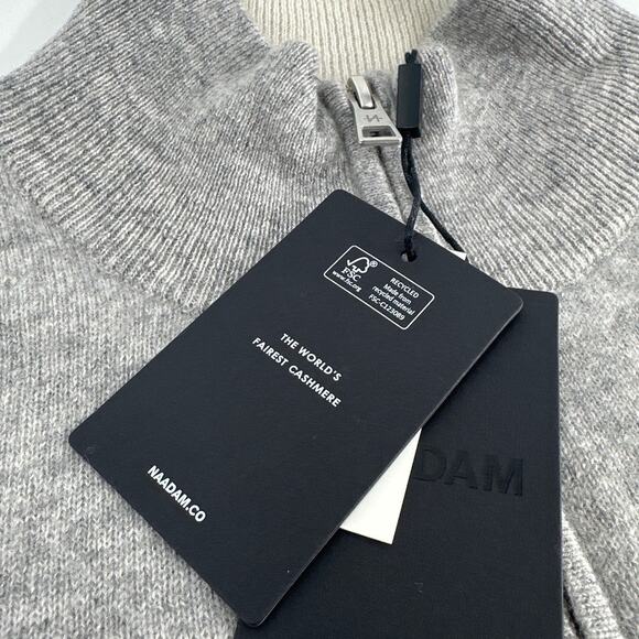 Naadam Signature Cashmere Color Blocked Quarter Zip Sweatshirt Size L - Picture 7 of 14